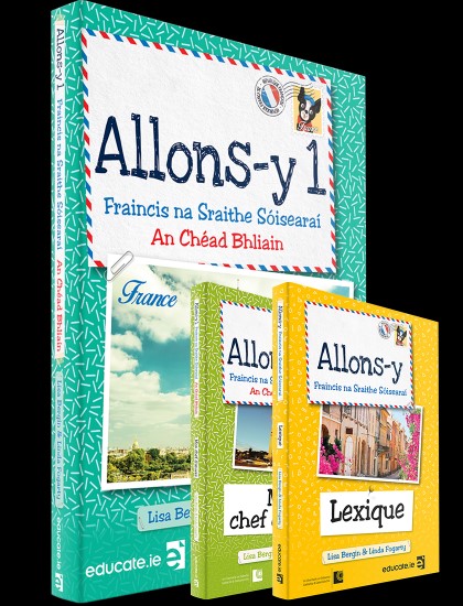 [9781913698201] [OLD EDITION] [Gaeilge Edition] Allons-y 1 (SET)Textbook, Mon chef d'oeuvre Book AND Lexique
