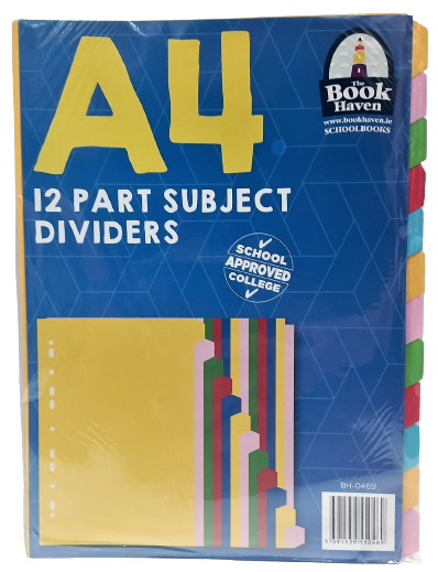 [5391539550469] A4 Subject Dividers 12 Part BH-0469