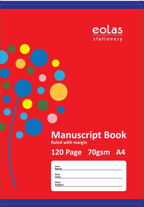 [8800200380993] Manuscript Book A4 120 Pg Assorted Colours Eolas (141103)