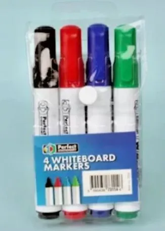 [5390438731146] Whiteboard Markers 4pk Asstd Perfect Stationery