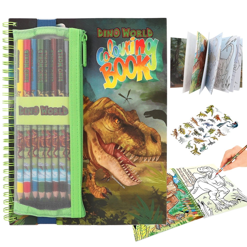 [4010070665791] Dino World Colouring Book with Colouring Pencils