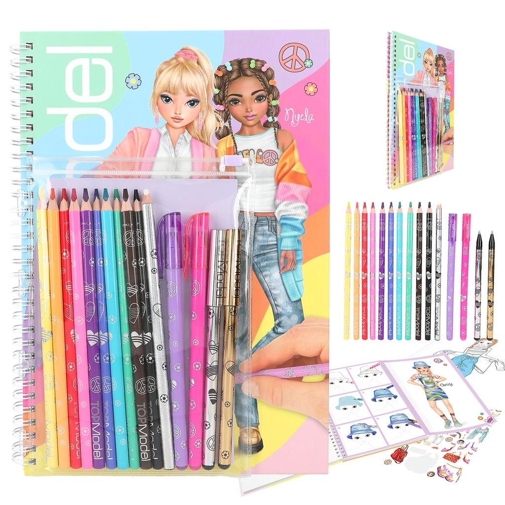 [4010070676322] TOPModel Colouring Book With Pen Set