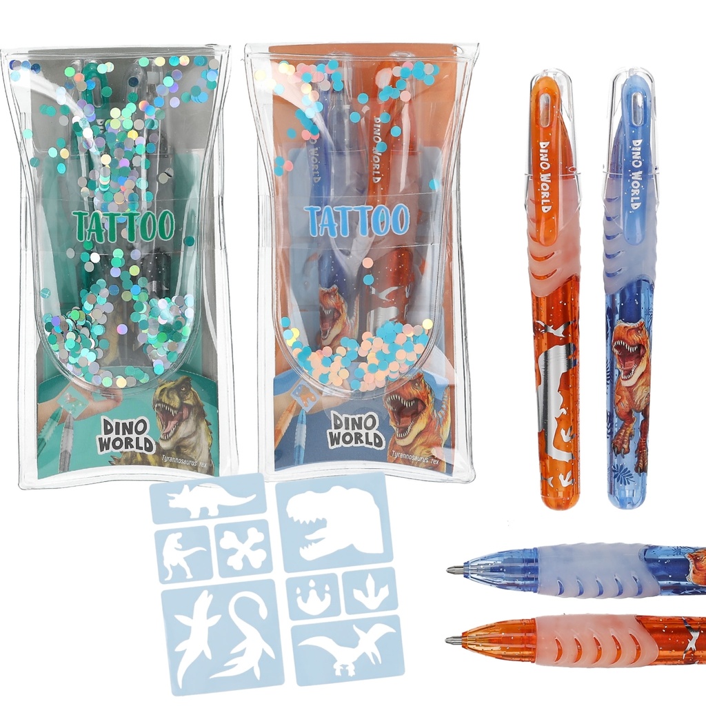 Dino World Tatoo Glitter Gel Pens