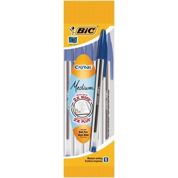 [0070330100749] Bic Pen 5 pack Blue Cristal Original